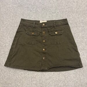 Altar'd State Olive Night Button Front Mini Skirt Womens Size M